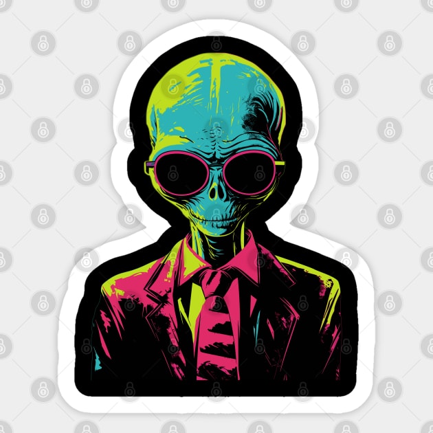 Funny UFO Alien Gifts Men Women Kids Funny Sunglasses Alien Sticker by KsuAnn